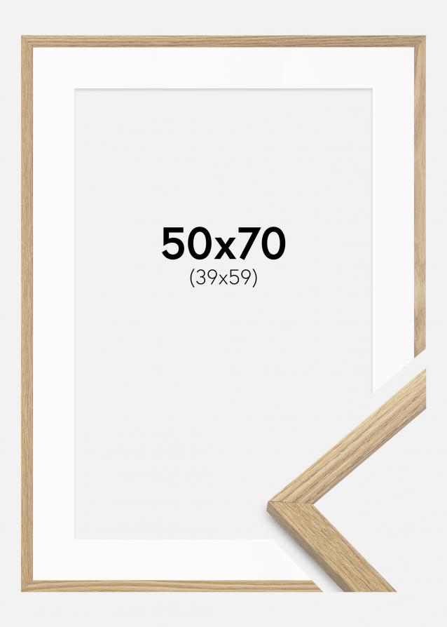 Cadre Trendy Chêne 50x70 cm - Passe-partout Blanc 40x60 cm