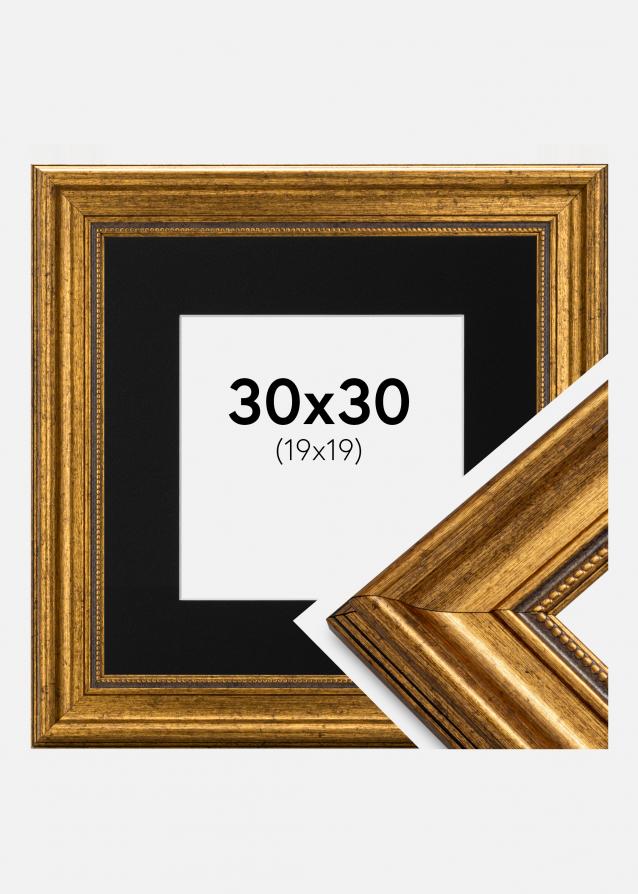Cadre Rococo Or 30x30 cm - Passe-partout Noir 20x20 cm