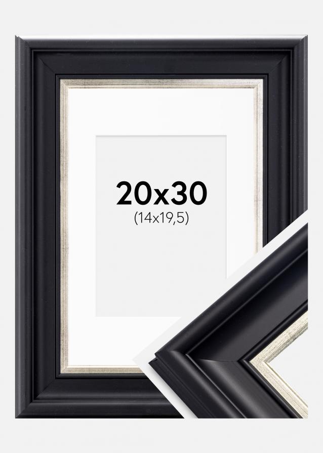 Cadre Dalarna Noir-Argent 20x30 cm - Passe-partout Blanc 15x21 cm (A5)