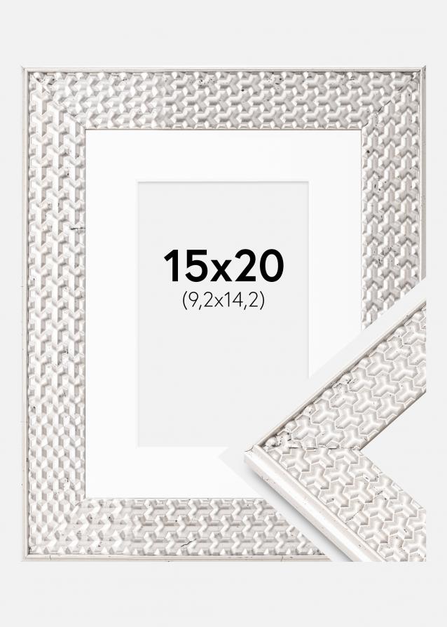 Cadre Grace Argent 15x20 cm - Passe-partout Blanc 4x6 inches