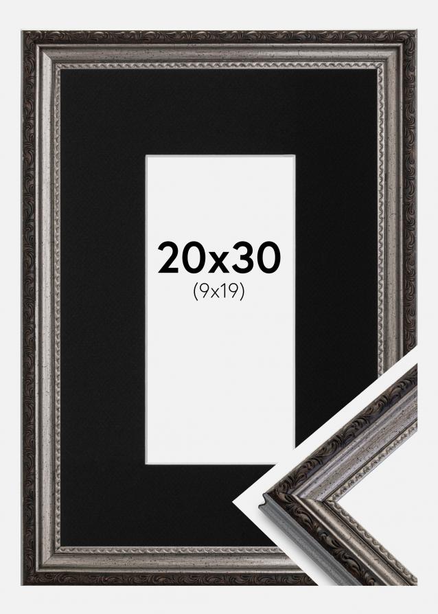 Cadre Abisko Argent 20x30 cm - Passe-partout Noir 10x20 cm