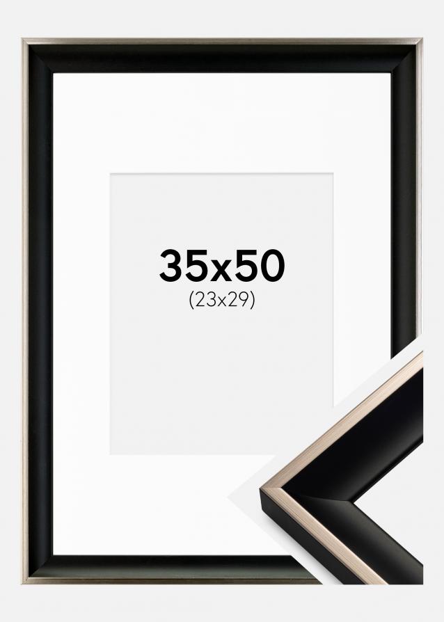 Cadre Öjaren Noir-Argent 35x50 cm - Passe-partout Blanc 24x30 cm