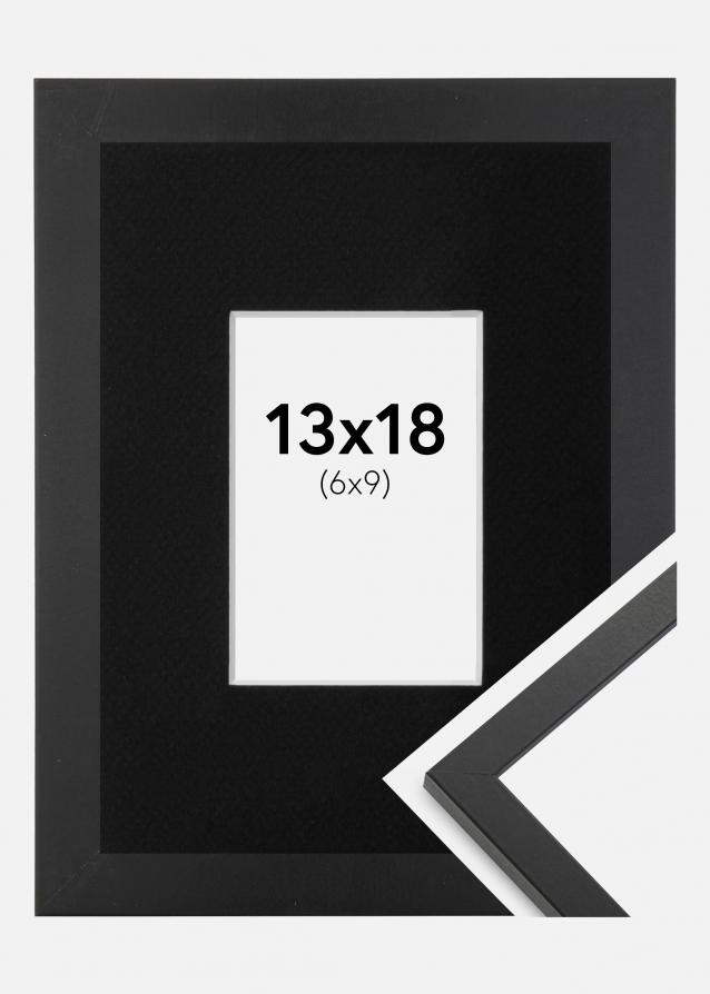 Cadre Trendy Noir 13x18 cm - Passe-partout Noir 7x10 cm