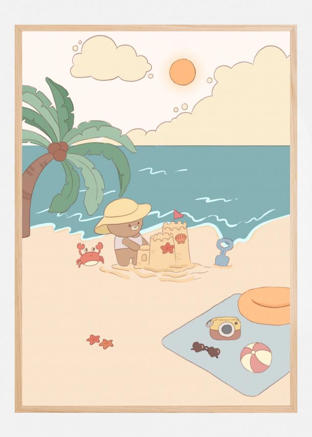 Bear on summer beach Poster