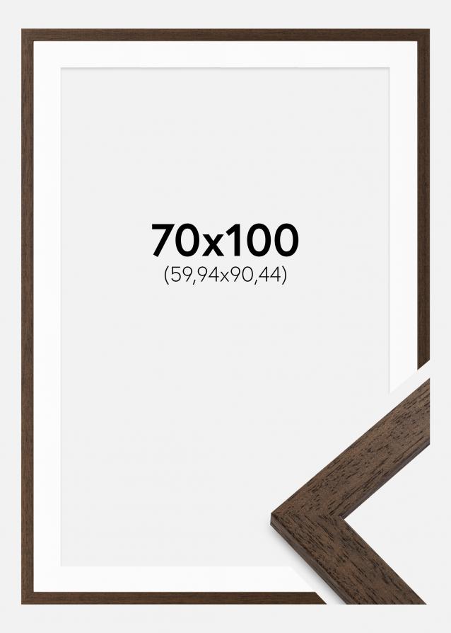 Cadre Brown Wood 70x100 cm - Passe-partout Blanc 24x36 inches