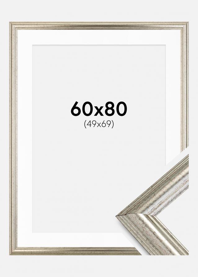 Cadre Västkusten Argent 60x80 cm - Passe-partout Blanc 50x70 cm