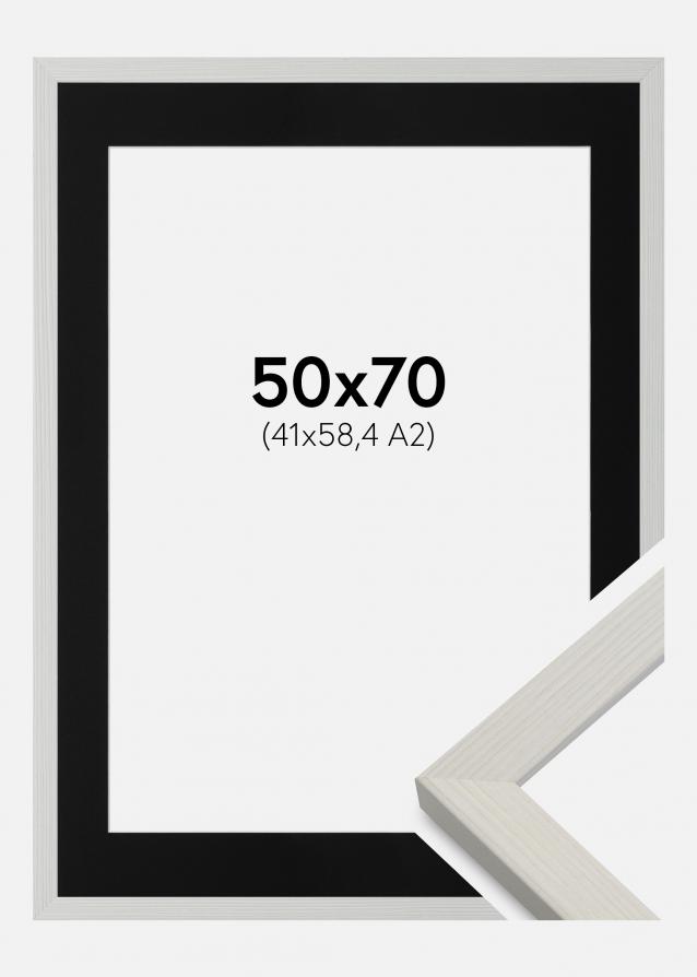 Cadre Fiorito Blanc 50x70 cm - Passe-partout Noir 42x59,4 cm