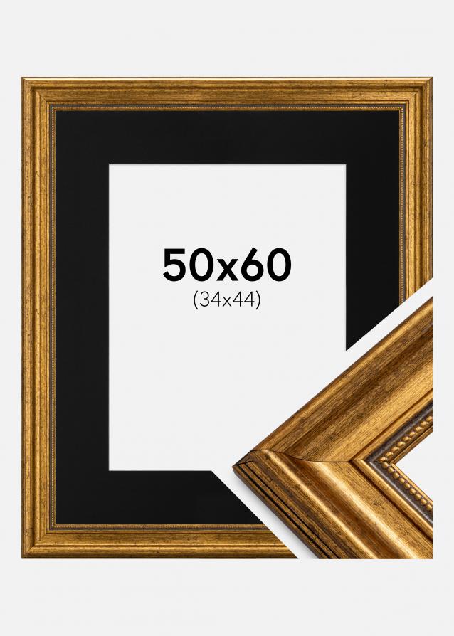 Cadre Rococo Or 50x60 cm - Passe-partout Noir 35x45 cm
