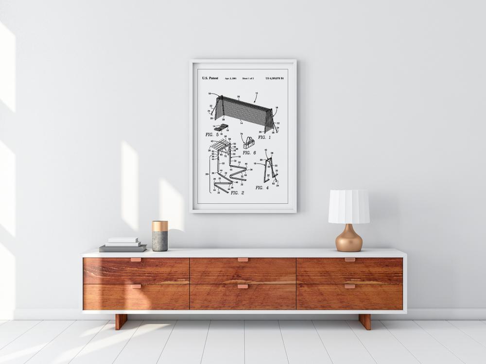 Patent Print - Soccer Goal - White Poster