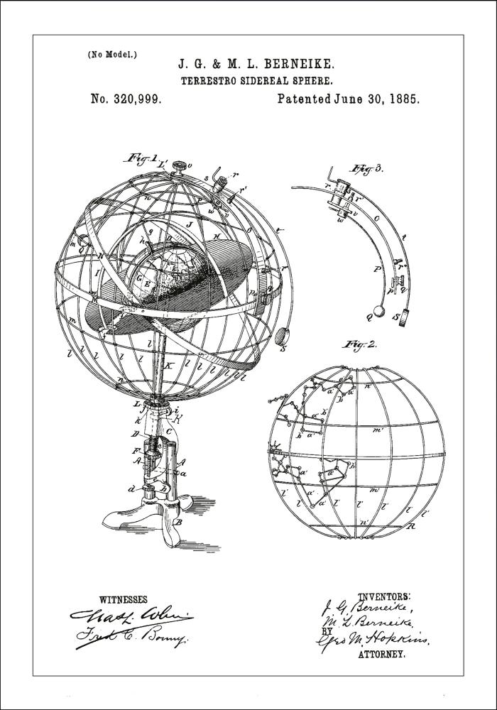 Dessin de brevet - Modèle astronomique - Blanc Poster