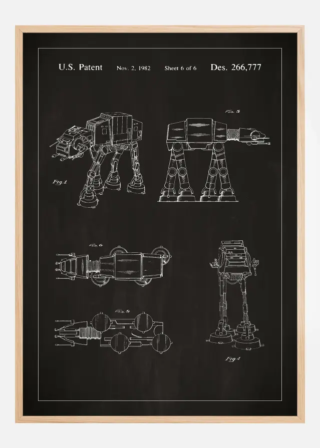 Dessin de brevet - Star Wars - Walker - Noir Poster