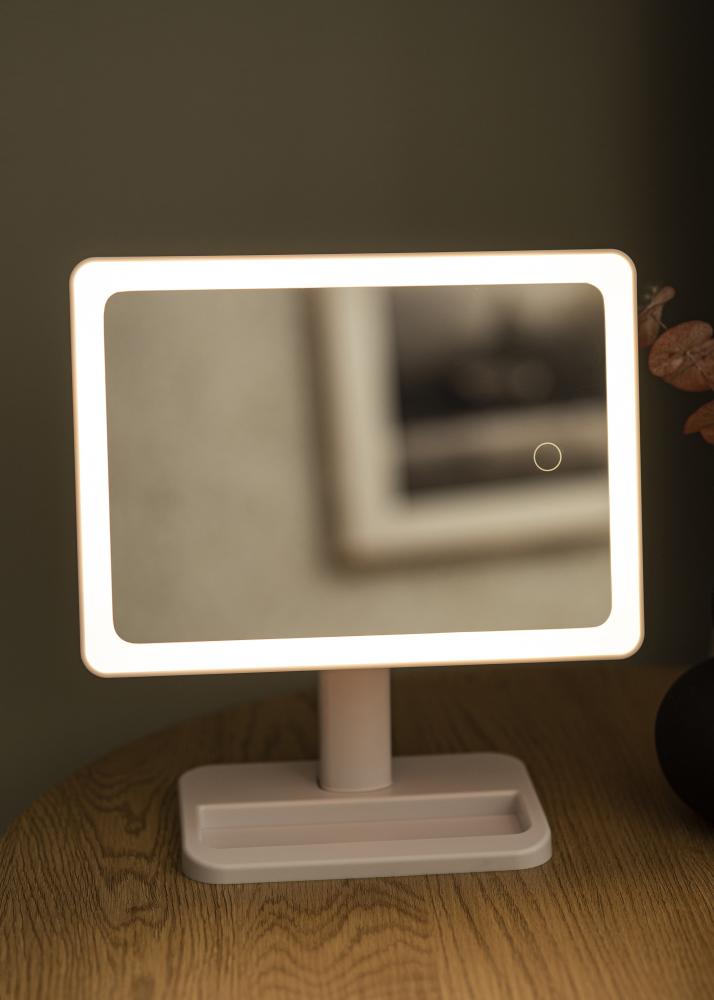 KAILA Miroir de maquillage LED Strip m. Haut-parleur Bluetooth Blanc 18x30 cm