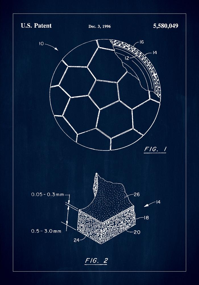 Patent Print - Football - Blue Poster