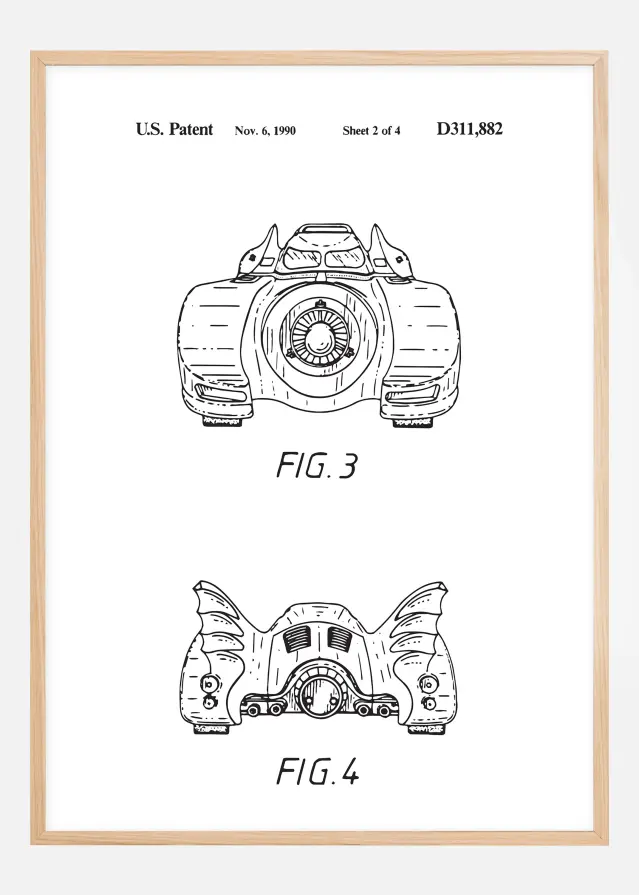 Dessin de brevet - Batman - Batmobile 1990 II Poster