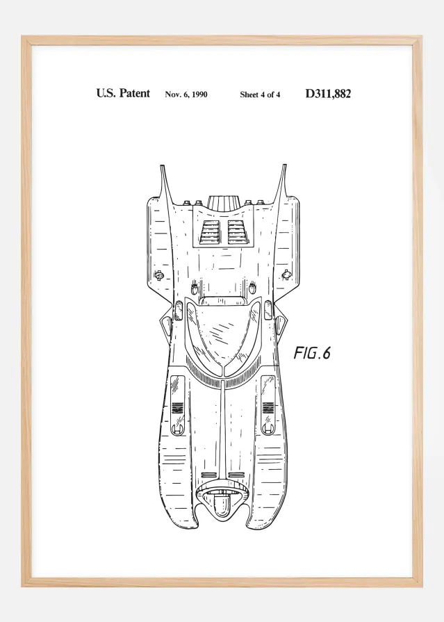 Dessin de brevet - Batman - Batmobile 1990 IIII Poster