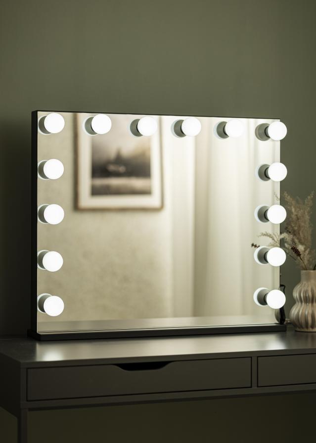 KAILA Miroir de maquillage Hollywood Edge 14 E27 Noir 80x65 cm