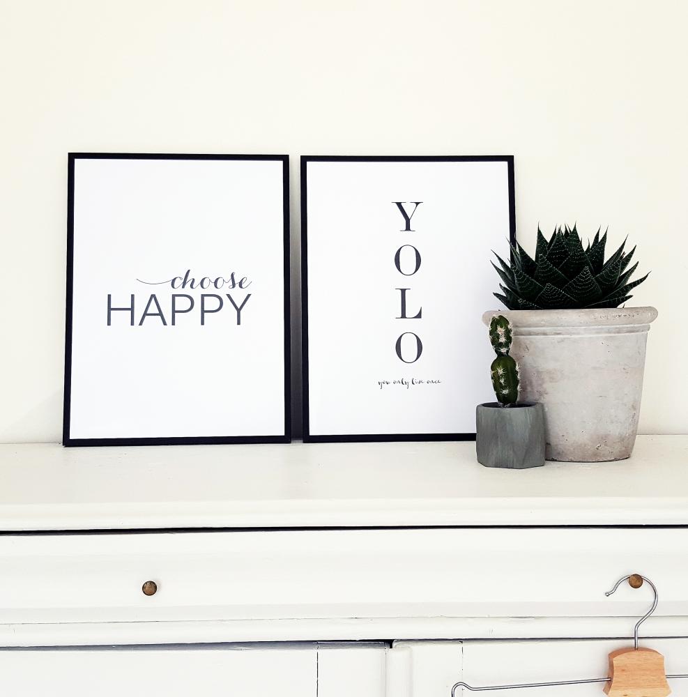 Choose happy - Svart Poster