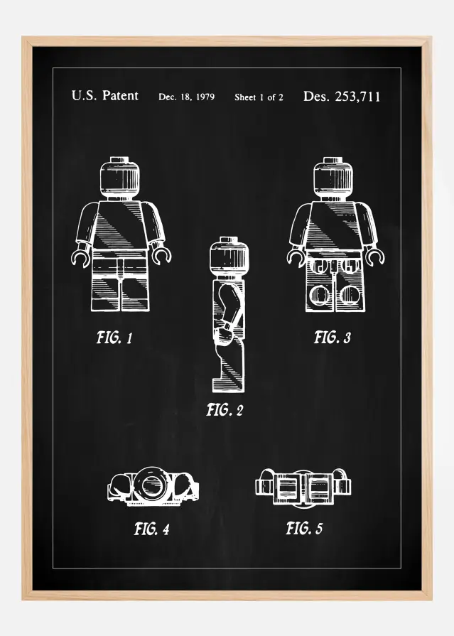 Dessin de brevet - Lego I - Noir Poster