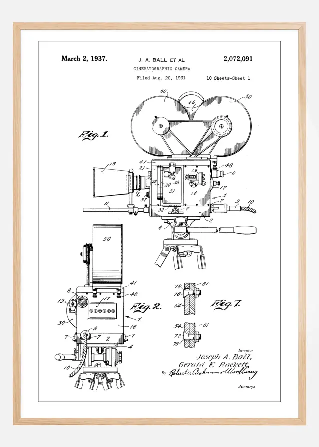 Patent Print - Cinematic Camera - White Poster