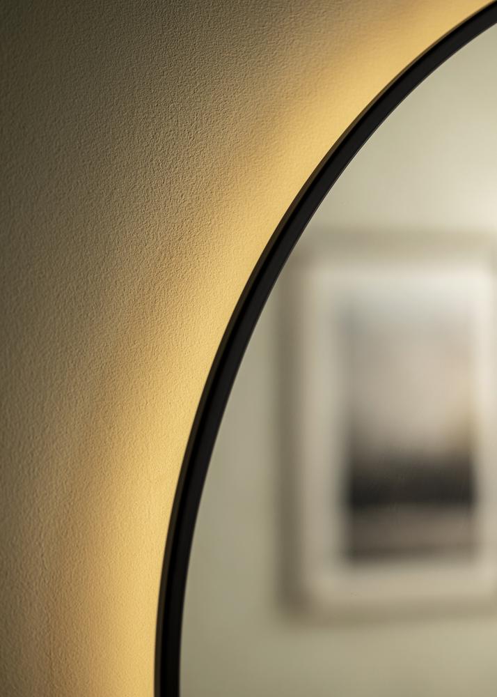 KAILA Miroir Circle LED Noir 80 cm Ø