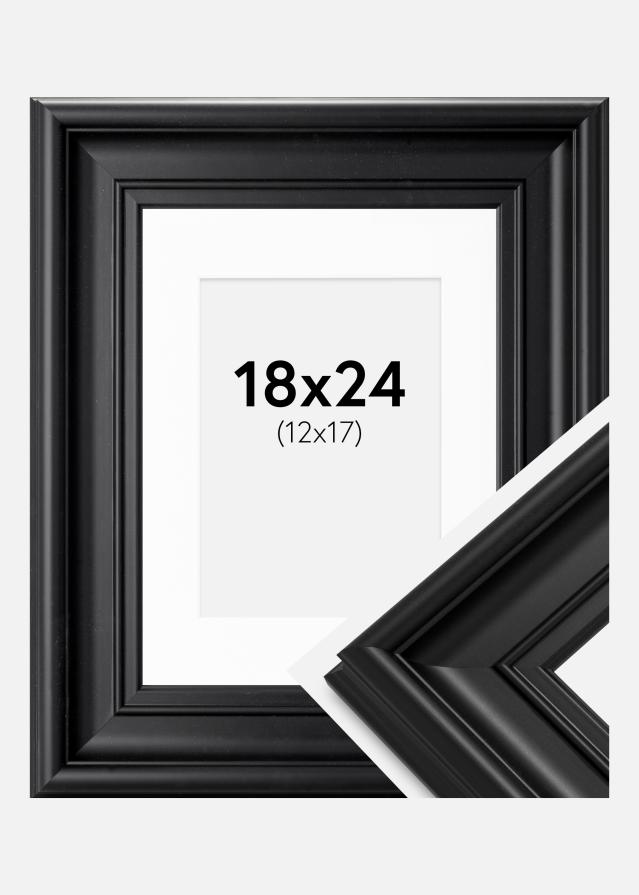 Cadre Mora Premium Noir 18x24 cm - Passe-partout Blanc 13x18 cm