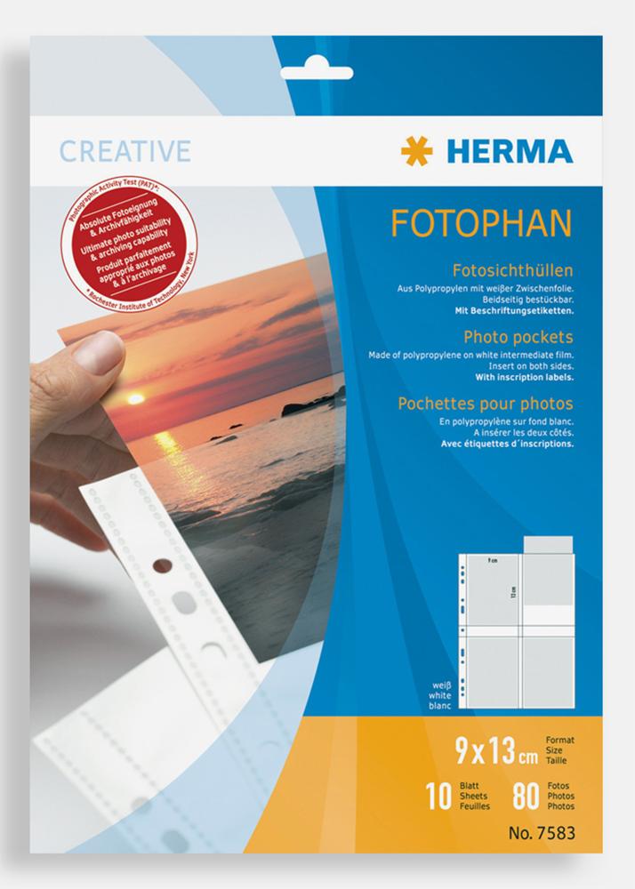 Herma Pochettes photo 9x13 cm Format portrait - lot de 10 - blanc