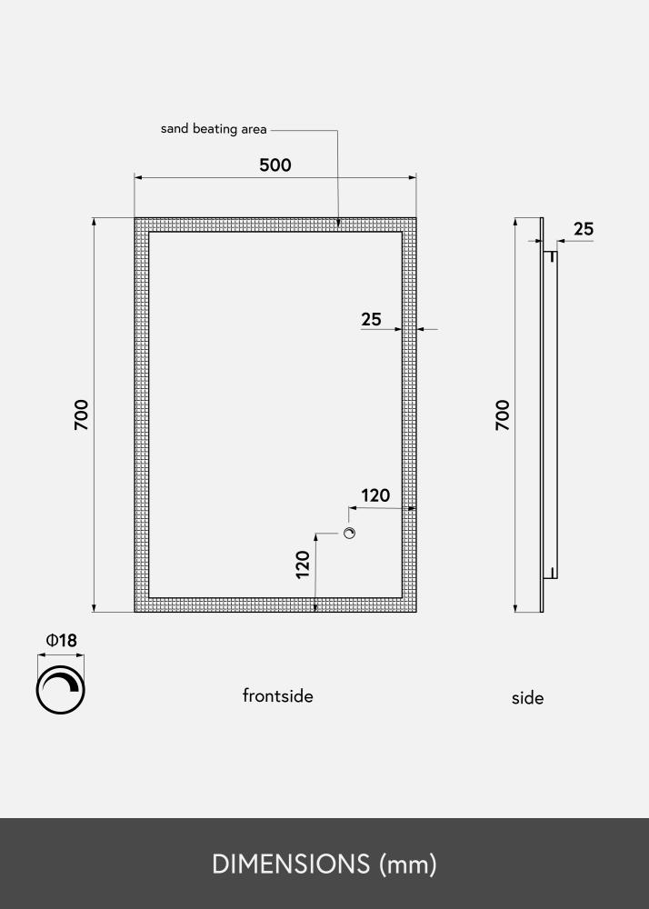 KAILA Miroir Frost LED 50x70 cm