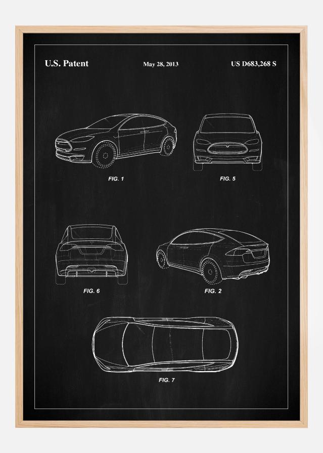 Patent Print - Tesla - Black Poster