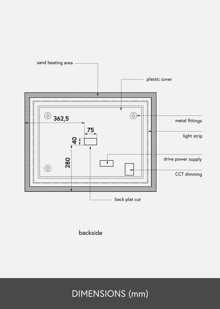 KAILA Miroir Rectangle II LED 60x80 cm