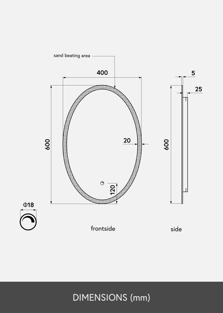 KAILA Miroir Oval LED 40x60 cm