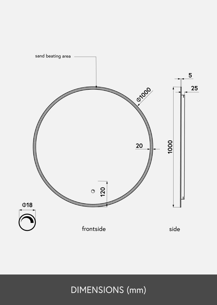 KAILA Miroir Frost LED diamètre 100 cm