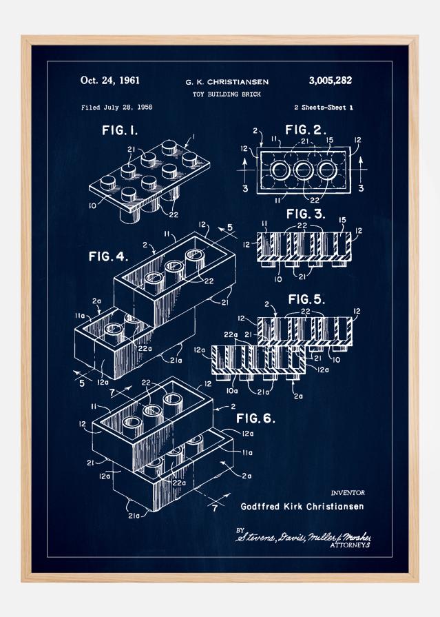 Patent Print - Lego Block I - Blue Poster