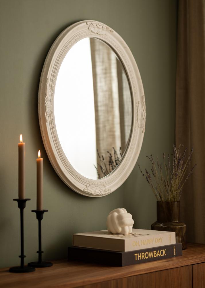 Miroir Antique Blanc Ovale 63x73 cm