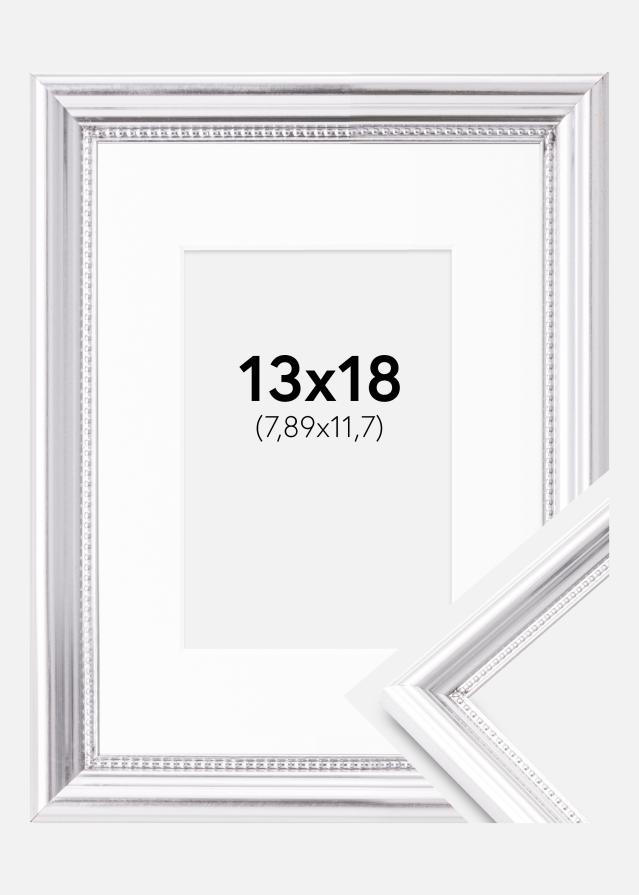 Cadre Gala Argent 13x18 cm - Passe-partout Blanc 3,5x5 inches