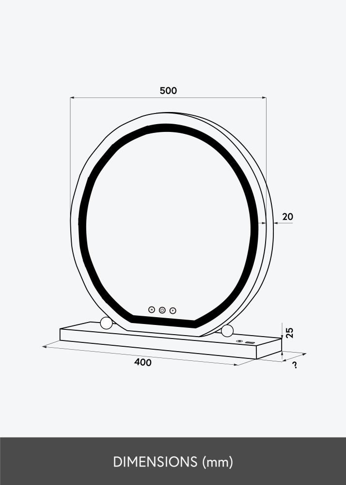 KAILA Miroir de maquillage Round LED Blanc 50 cm Ø