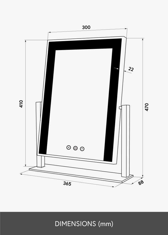 KAILA Miroir de maquillage Stand LED Or rosé 30x41 cm