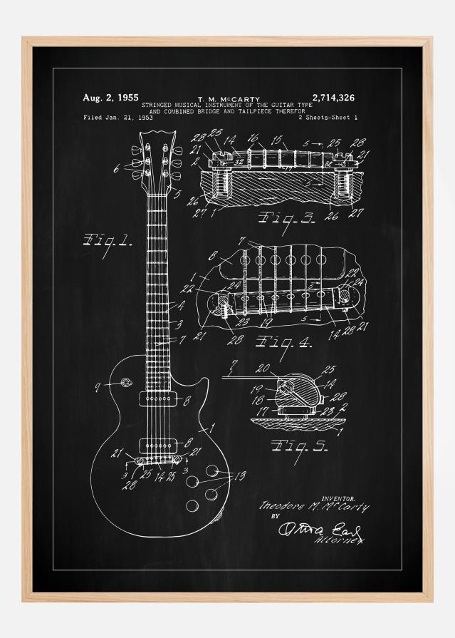 Dessin de brevet - Guitare électrique I - Noir Poster