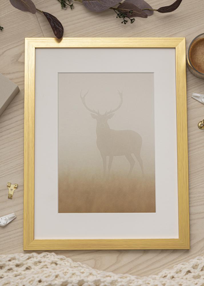 Cadre Gold Wood 60x60 cm - Passe-partout Blanc 50x50 cm