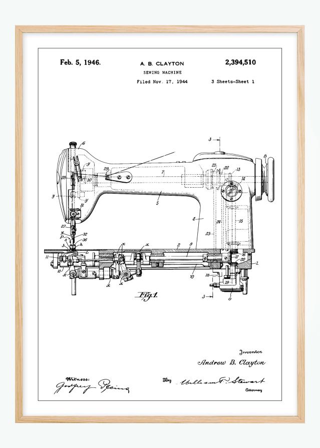 Dessin de brevet - Machine à coudre I Poster