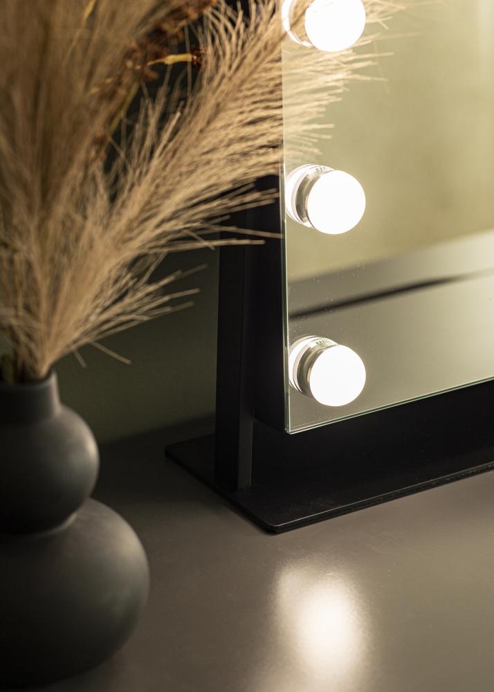 KAILA Miroir de maquillage Soft Corner LED Noir 60x52 cm