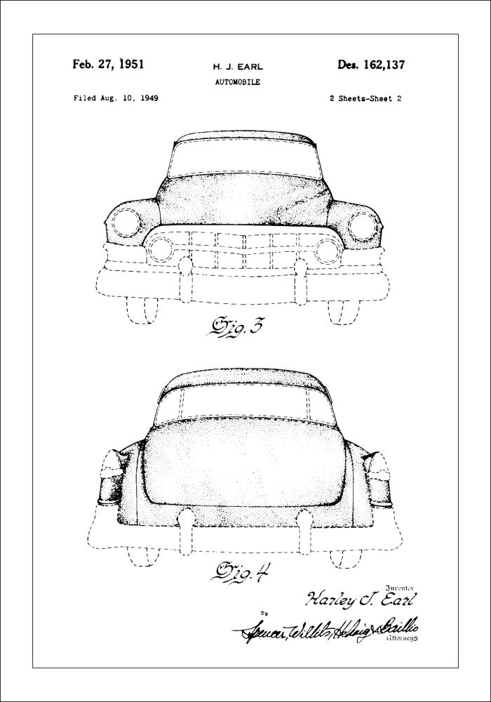 Dessin de brevet - Cadillac II - Poster