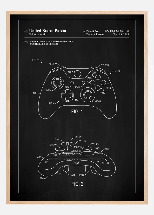 Patent Print - Game Controller III - Black Poster