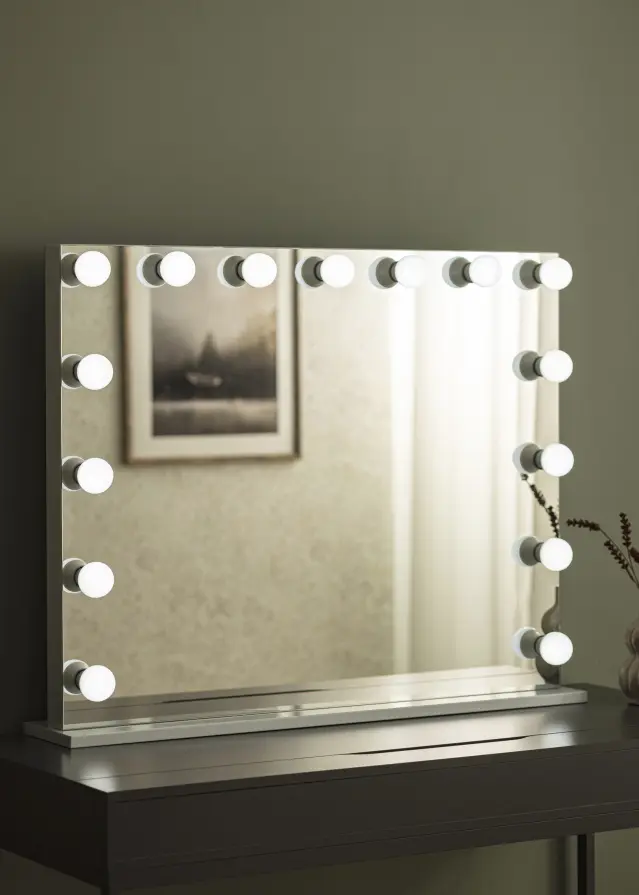 KAILA Miroir de maquillage Hollywood Edge 15 E27 Blanc 100x80 cm