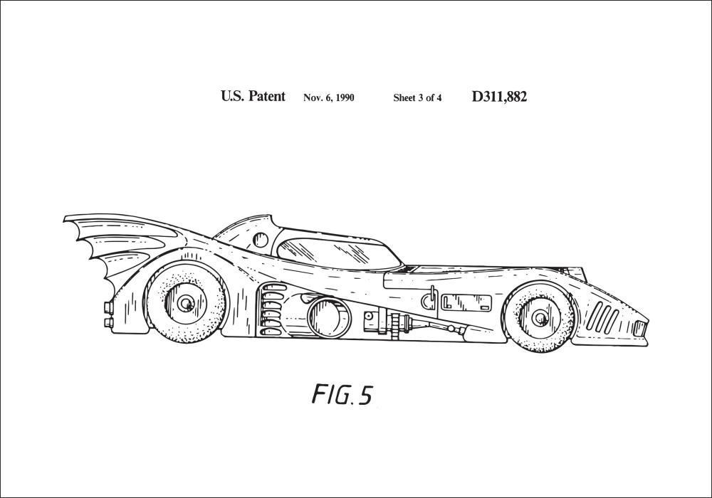 Dessin de brevet - Batman - Batmobile 1990 III Poster