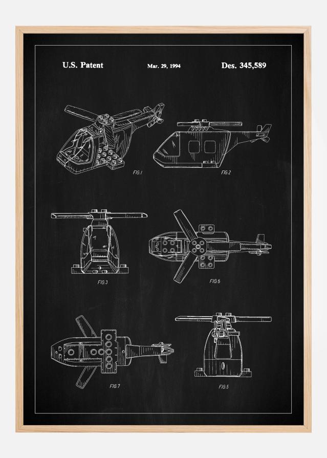 Patent Print - Lego Helicopter - Black Poster